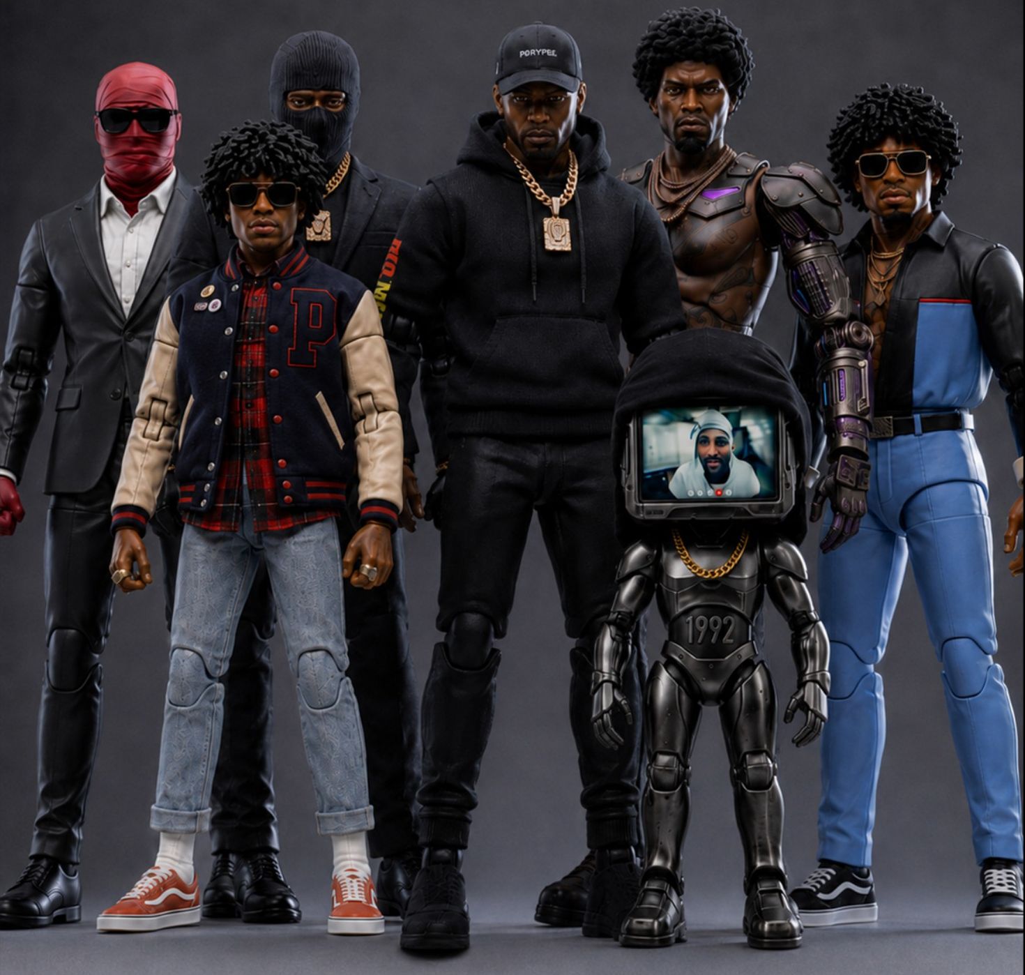 The full TOYBOY Series 001 lineup of Tory Lanez collectible action figures